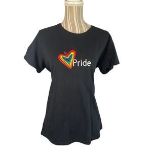 Gildan Black Rainbow Pride Cotton Short Sleeve T-Shirt Women’s Large